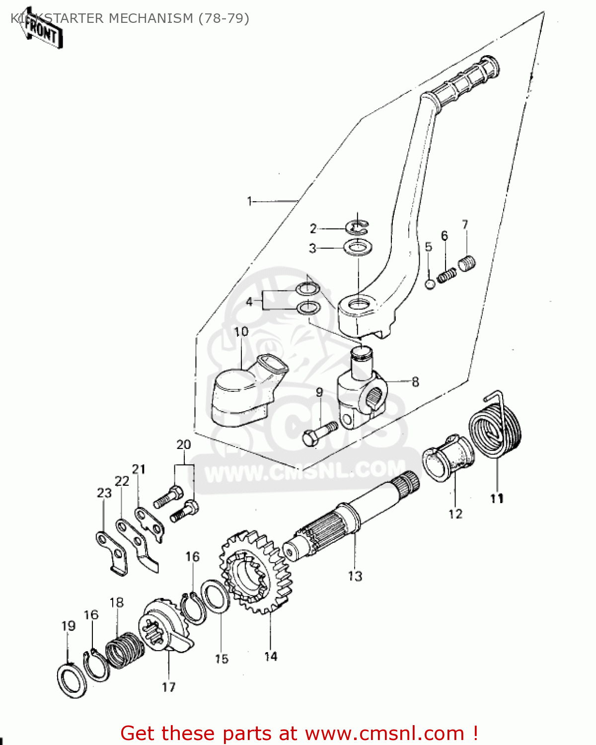 KICKSTARTER MECHANISM (78-79) KX250 1974