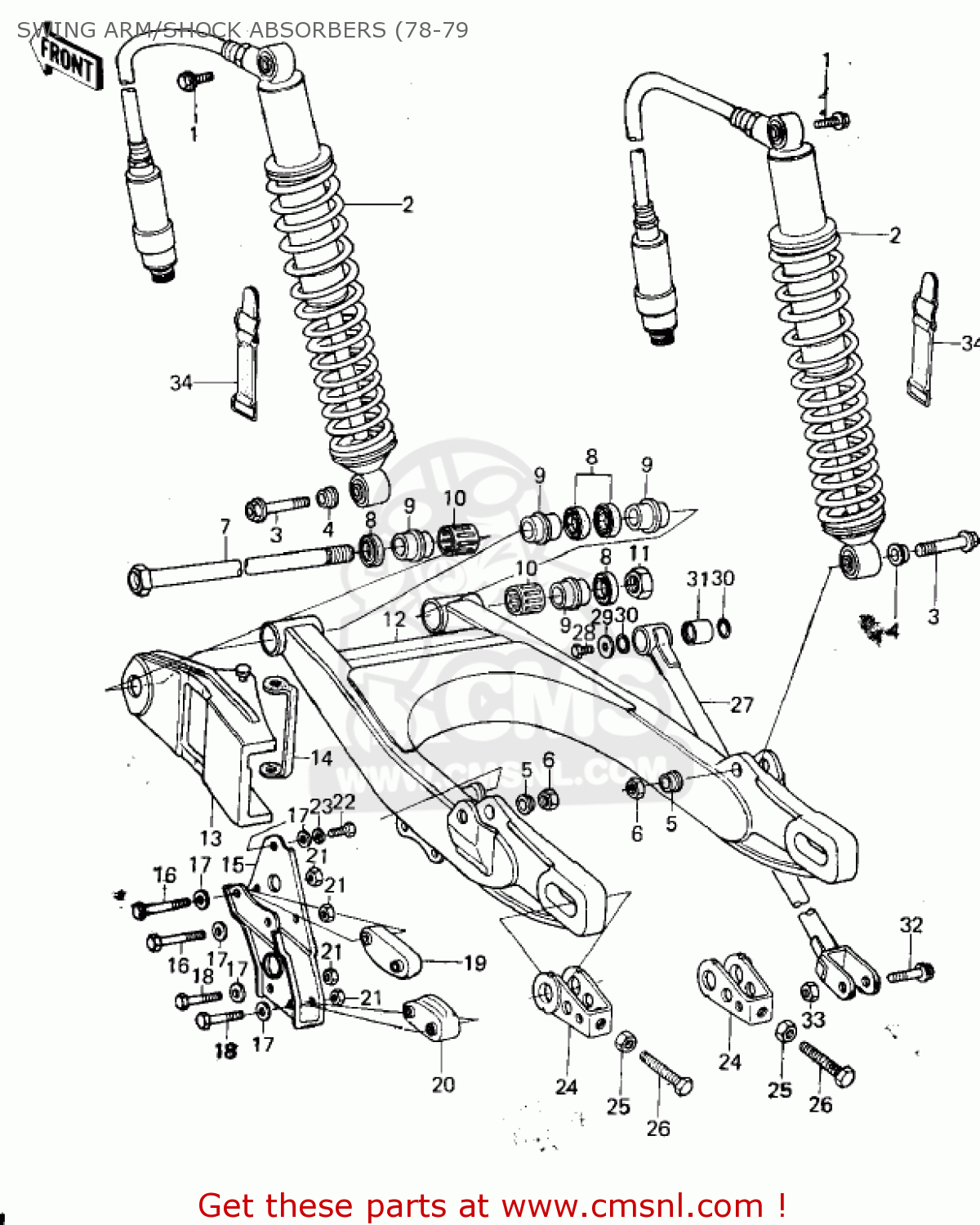 SWING ARM/SHOCK ABSORBERS (78-79 KX250 1974