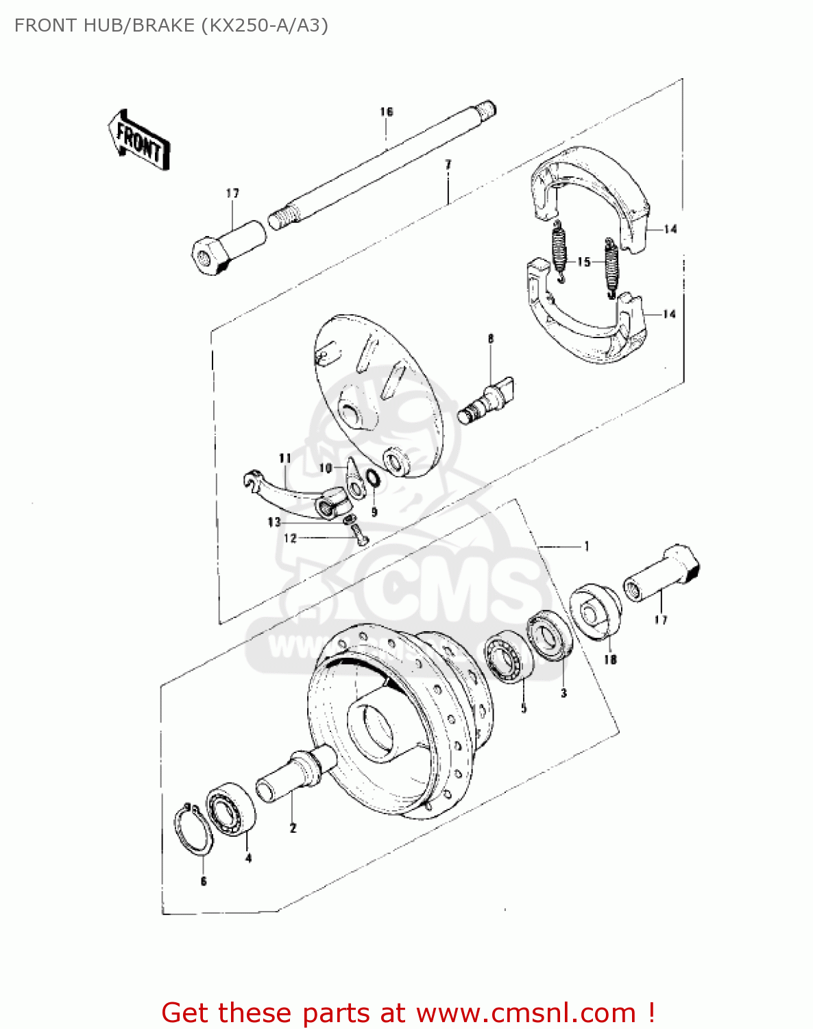 FRONT HUB/BRAKE (KX250-A/A3) KX250 1974