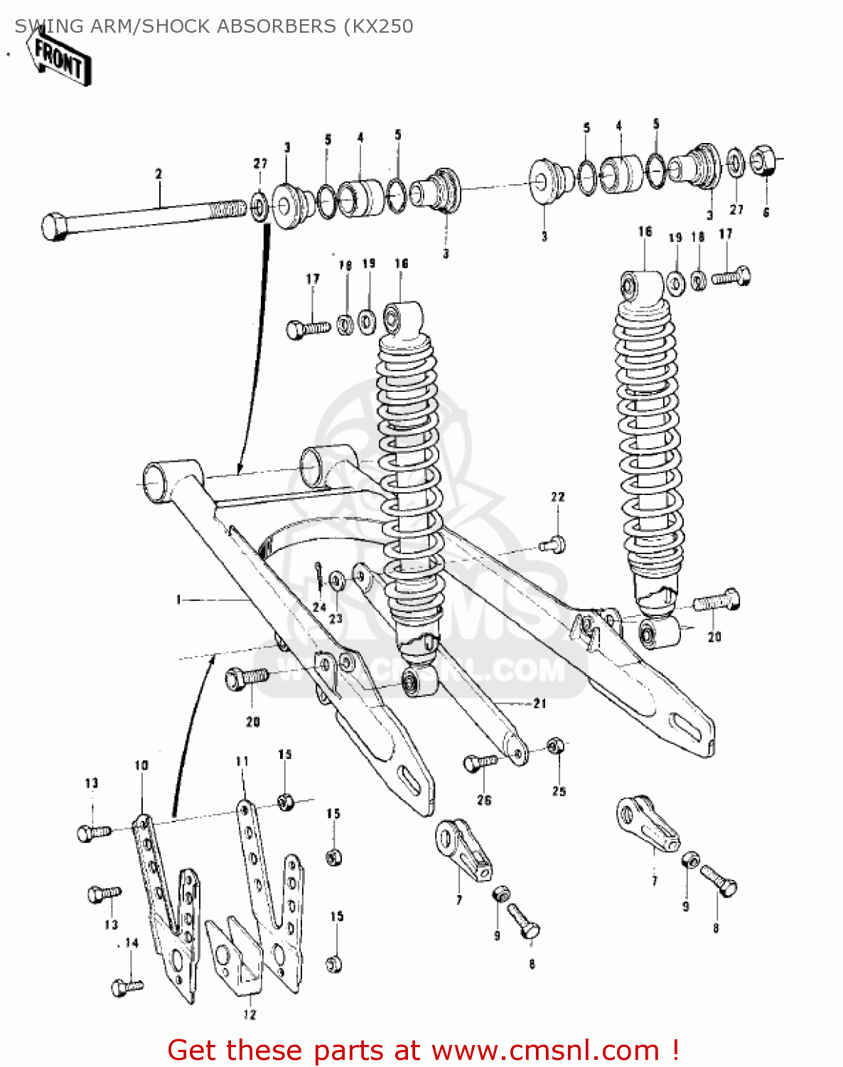 SWING ARM/SHOCK ABSORBERS (KX250 KX250 1974