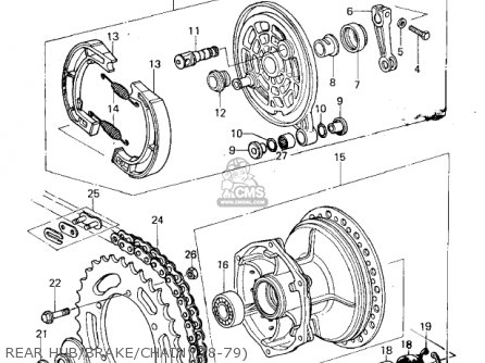REAR HUB/BRAKE/CHAIN (78-79) - KX250 1974