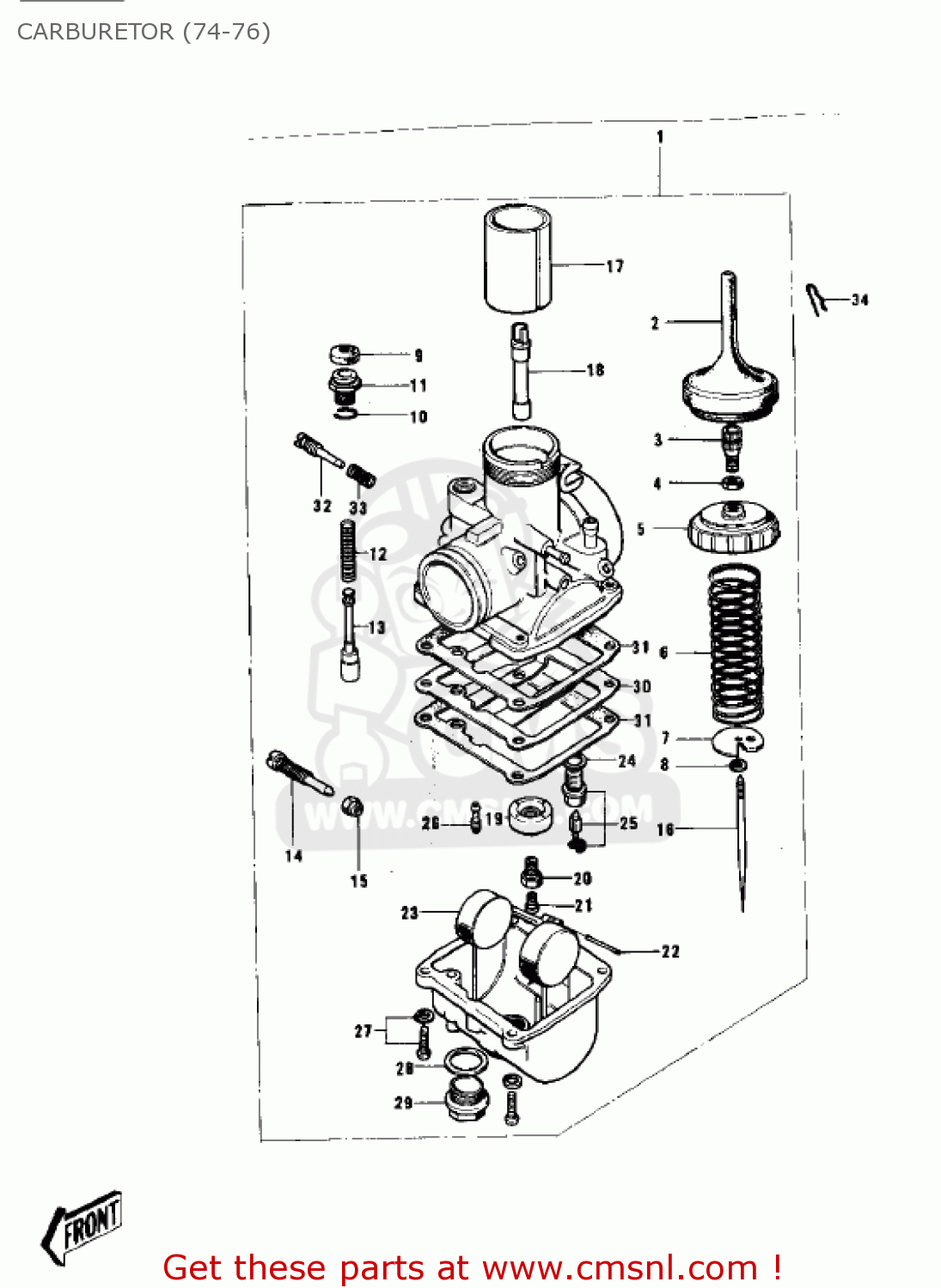 Kawasaki KX250-A 1975 CARBURETOR (74-76) - buy original CARBURETOR (74 ...