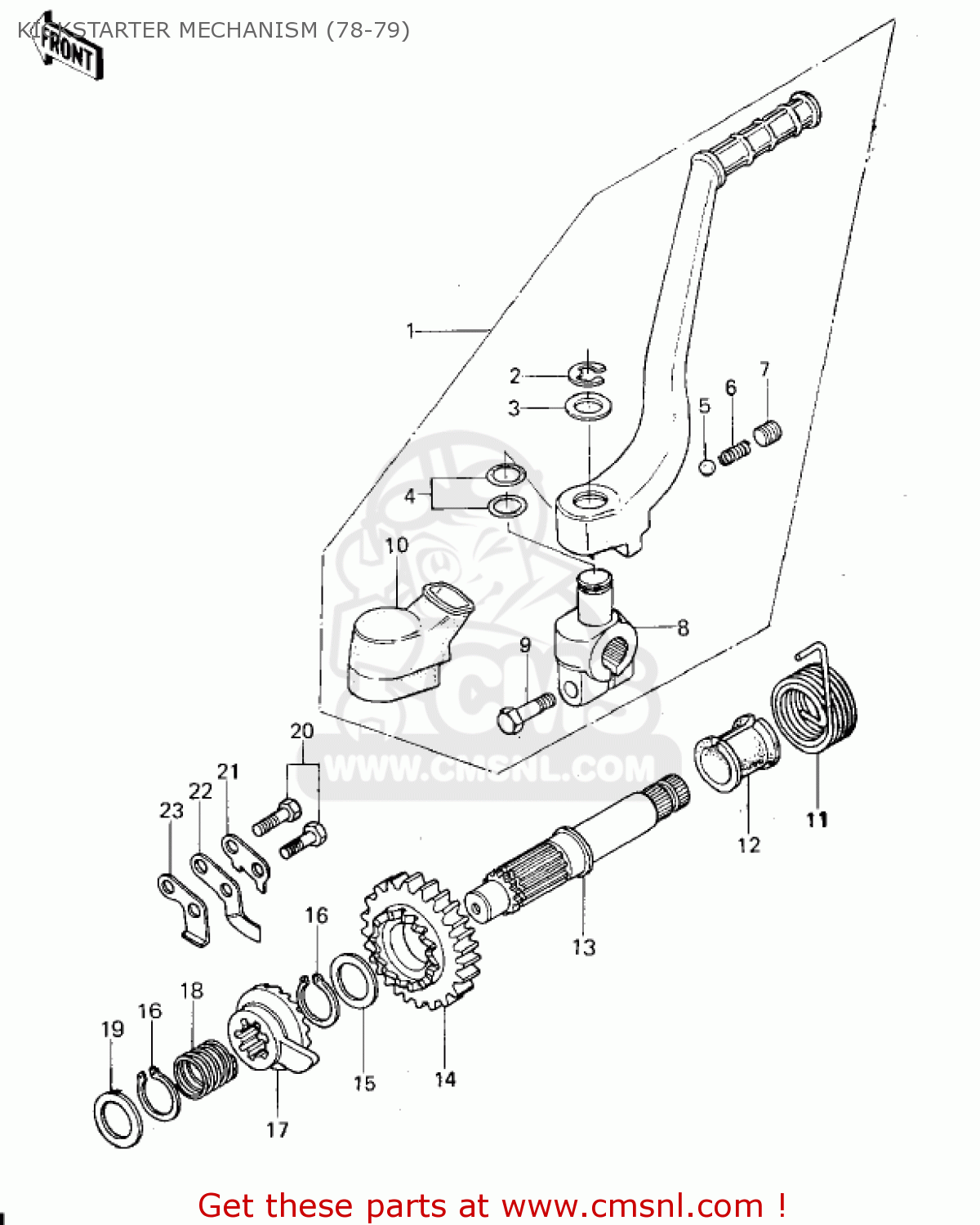 KICKSTARTER MECHANISM (78-79) KX250-A 1975