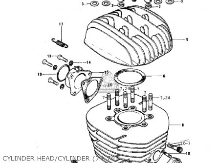 CYLINDER HEAD/CYLINDER (74-76) - KX250-A 1975