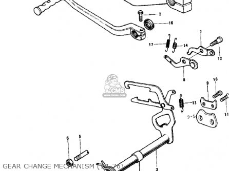 GEAR CHANGE MECHANISM (74-76) - KX250-A 1975