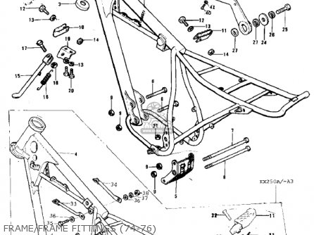 FRAME/FRAME FITTINGS (74-76) - KX250-A 1975