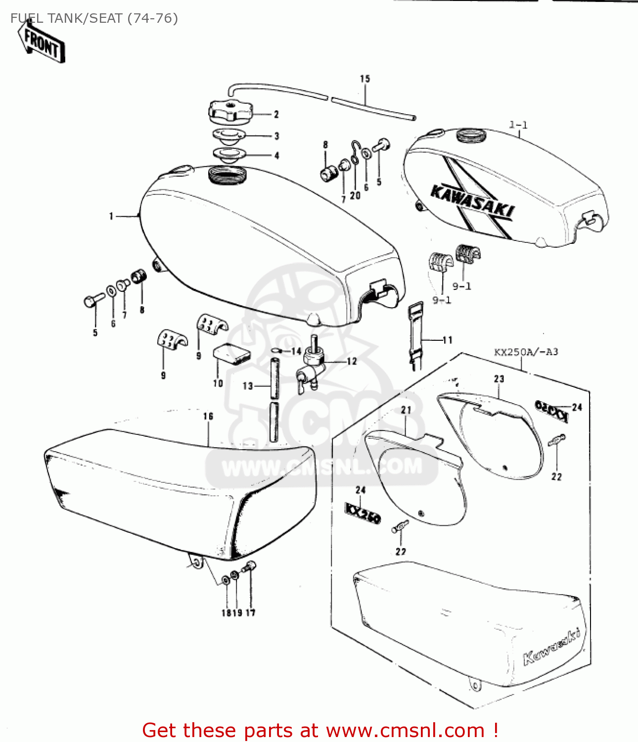 FUEL TANK/SEAT (74-76) KX250-A3 1976