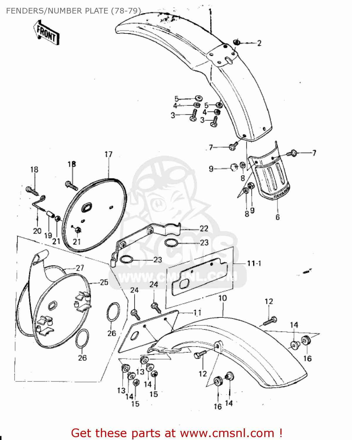 FENDERS/NUMBER PLATE (78-79) KX250-A3 1976