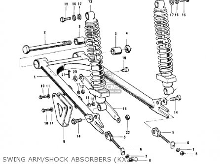 SWING ARM/SHOCK ABSORBERS (KX250 - KX250-A3 1976