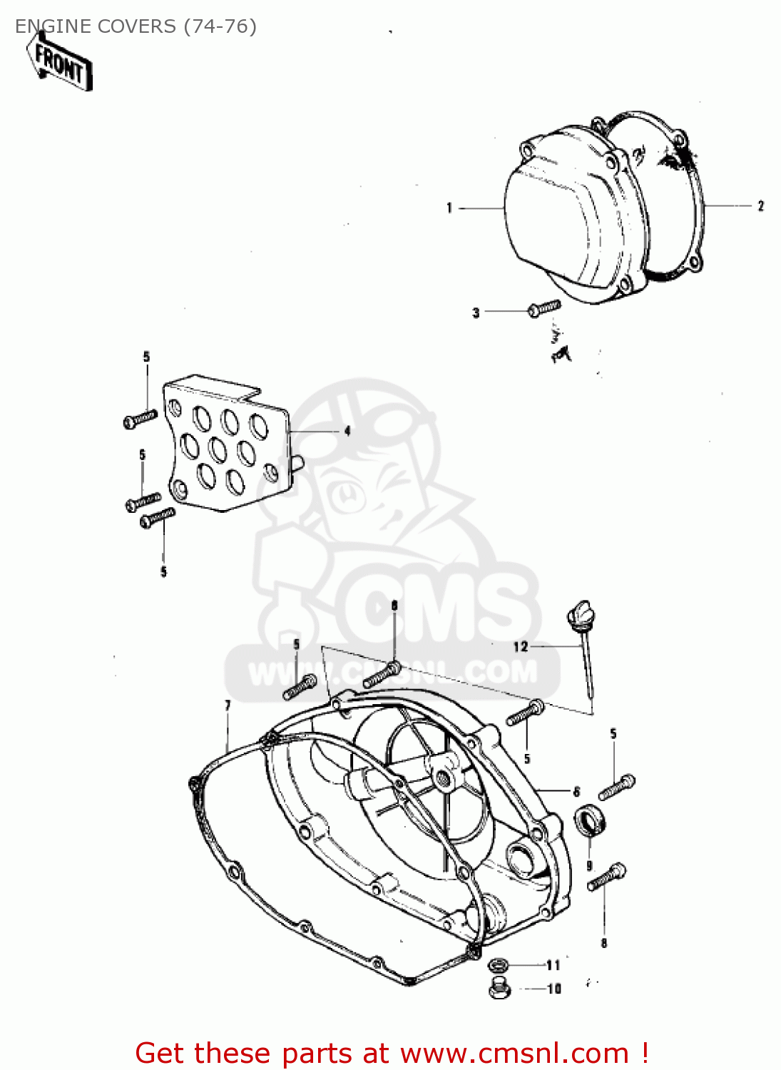 ENGINE COVERS (74-76) KX250-A4 1978