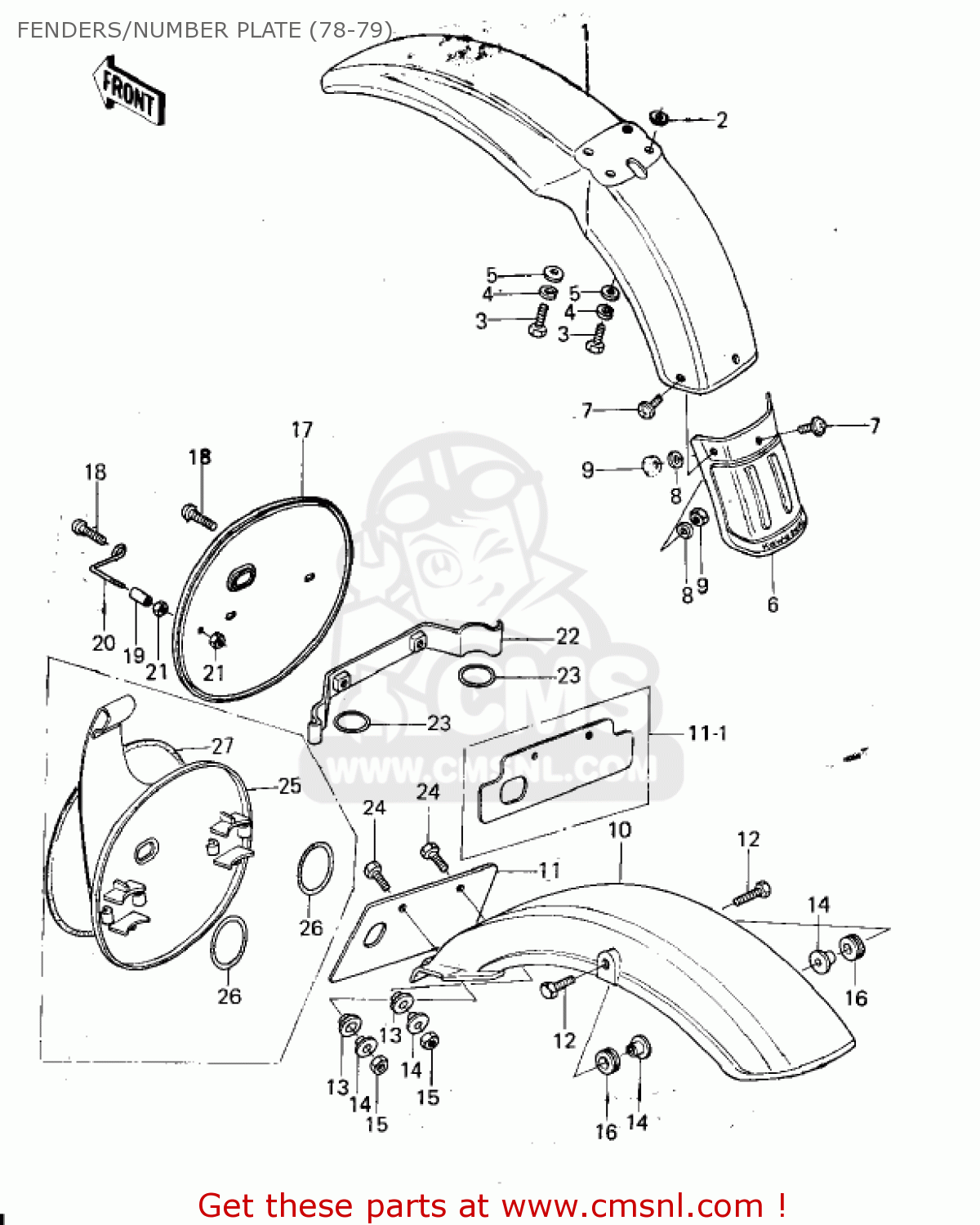 FENDERS/NUMBER PLATE (78-79) KX250-A4 1978