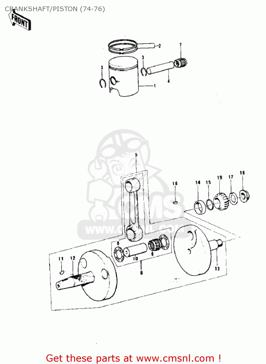 CRANKSHAFT/PISTON (74-76) KX250-A4 1978