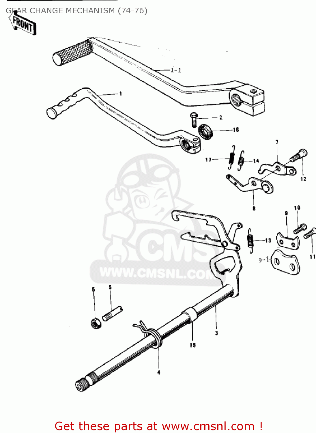 GEAR CHANGE MECHANISM (74-76) KX250-A4 1978