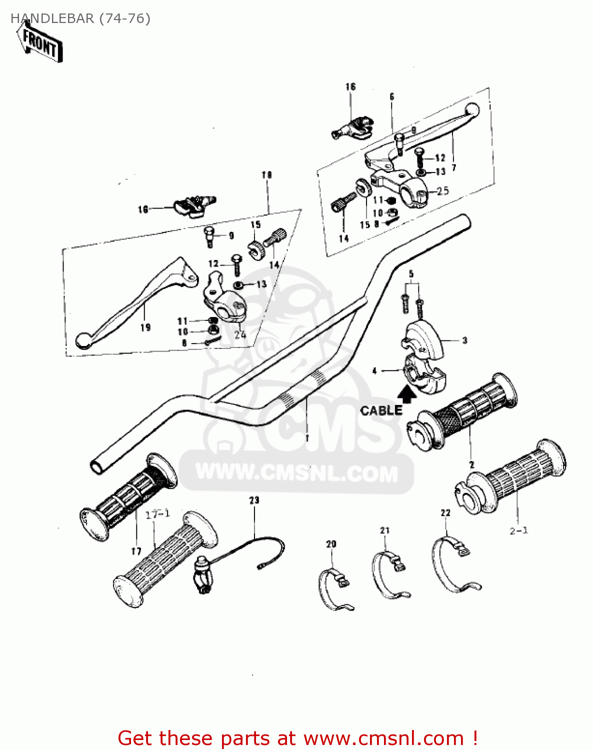 HANDLEBAR (74-76) KX250-A4 1978