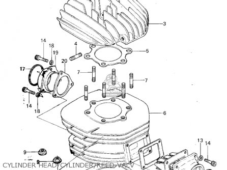 CYLINDER HEAD/CYLINDER/REED VALV - KX250-A4 1978