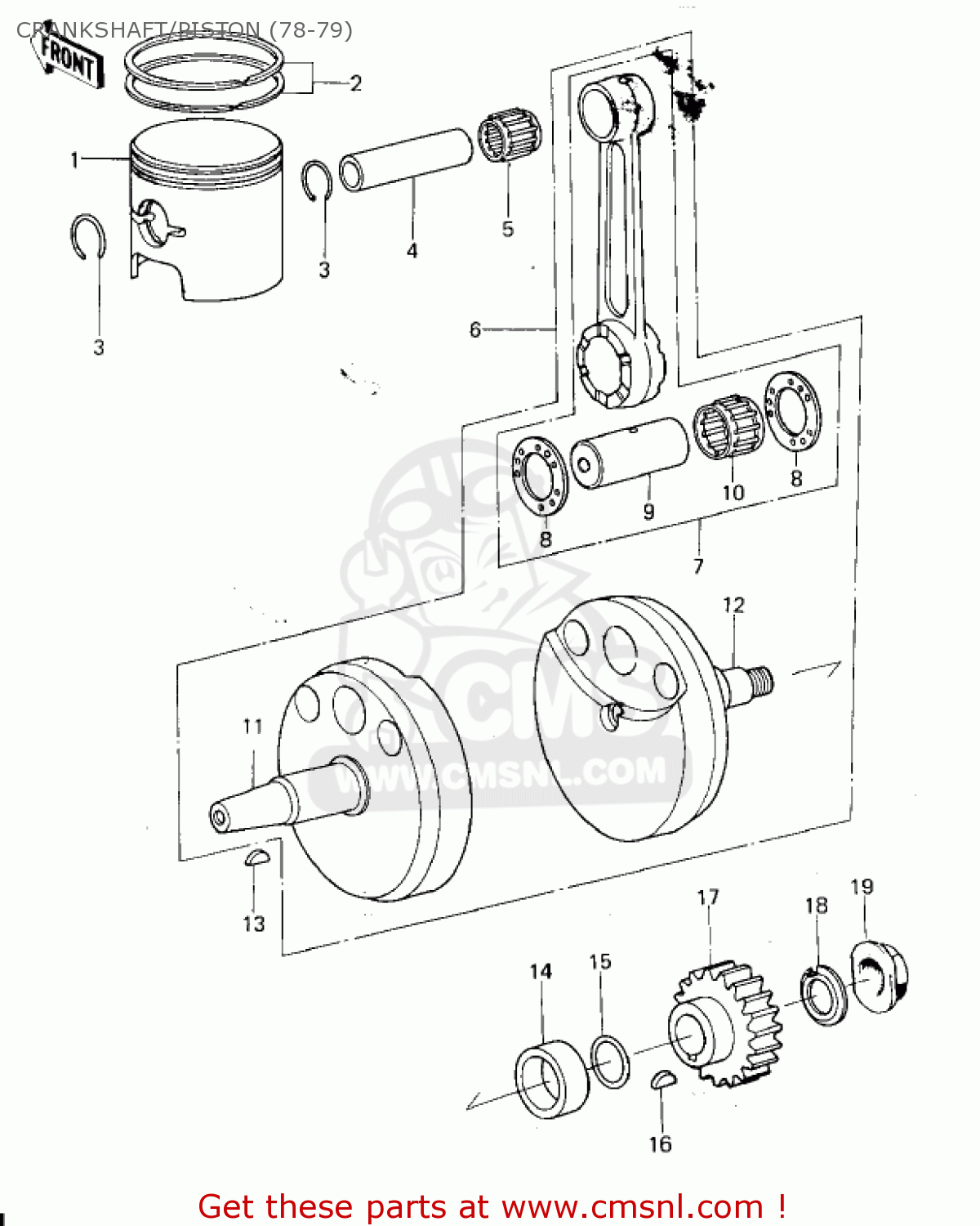 CRANKSHAFT/PISTON (78-79) KX250-A5 1979