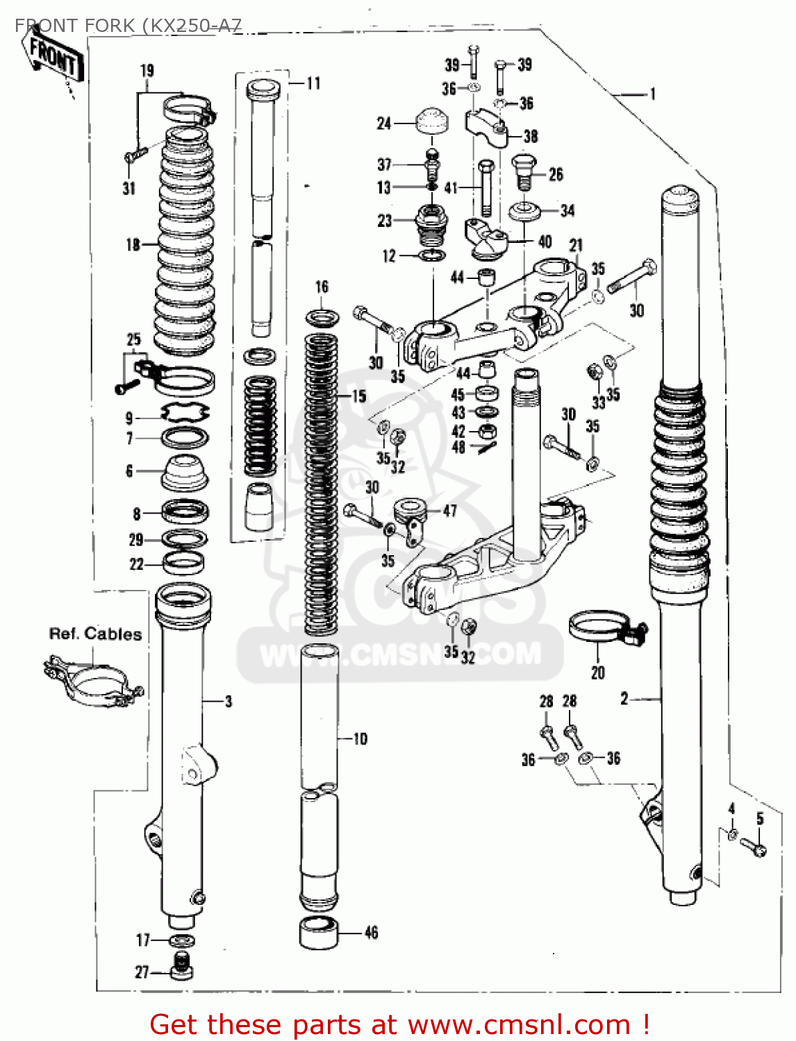 FRONT FORK (KX250-A7 KX250-A6 KX250 1980 USA CANADA EXPORT