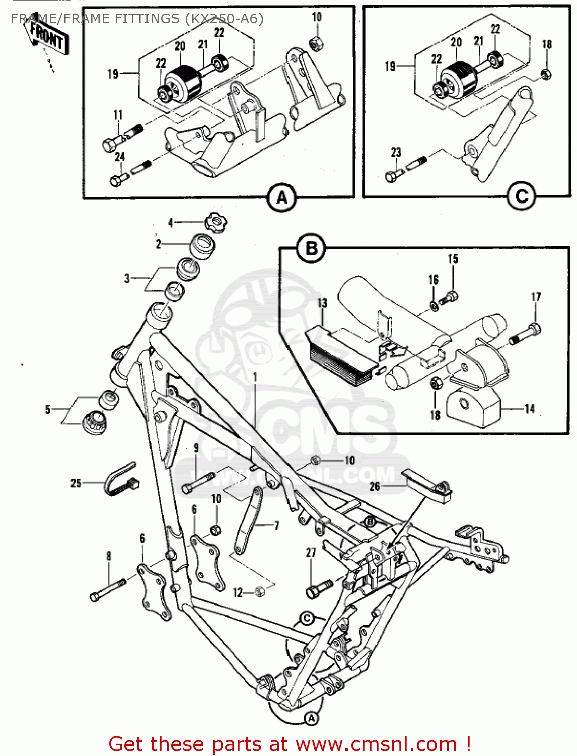 FRAME/FRAME FITTINGS (KX250-A6) KX250-A6 KX250 1980 USA CANADA EXPORT