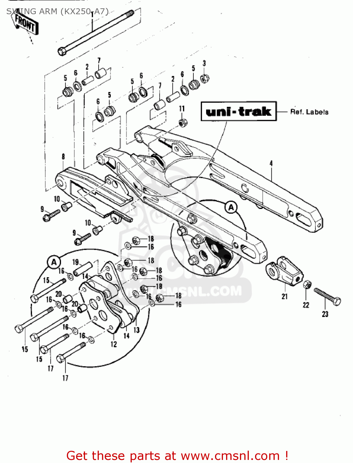 SWING ARM (KX250-A7) KX250-A6 KX250 1980 USA CANADA EXPORT
