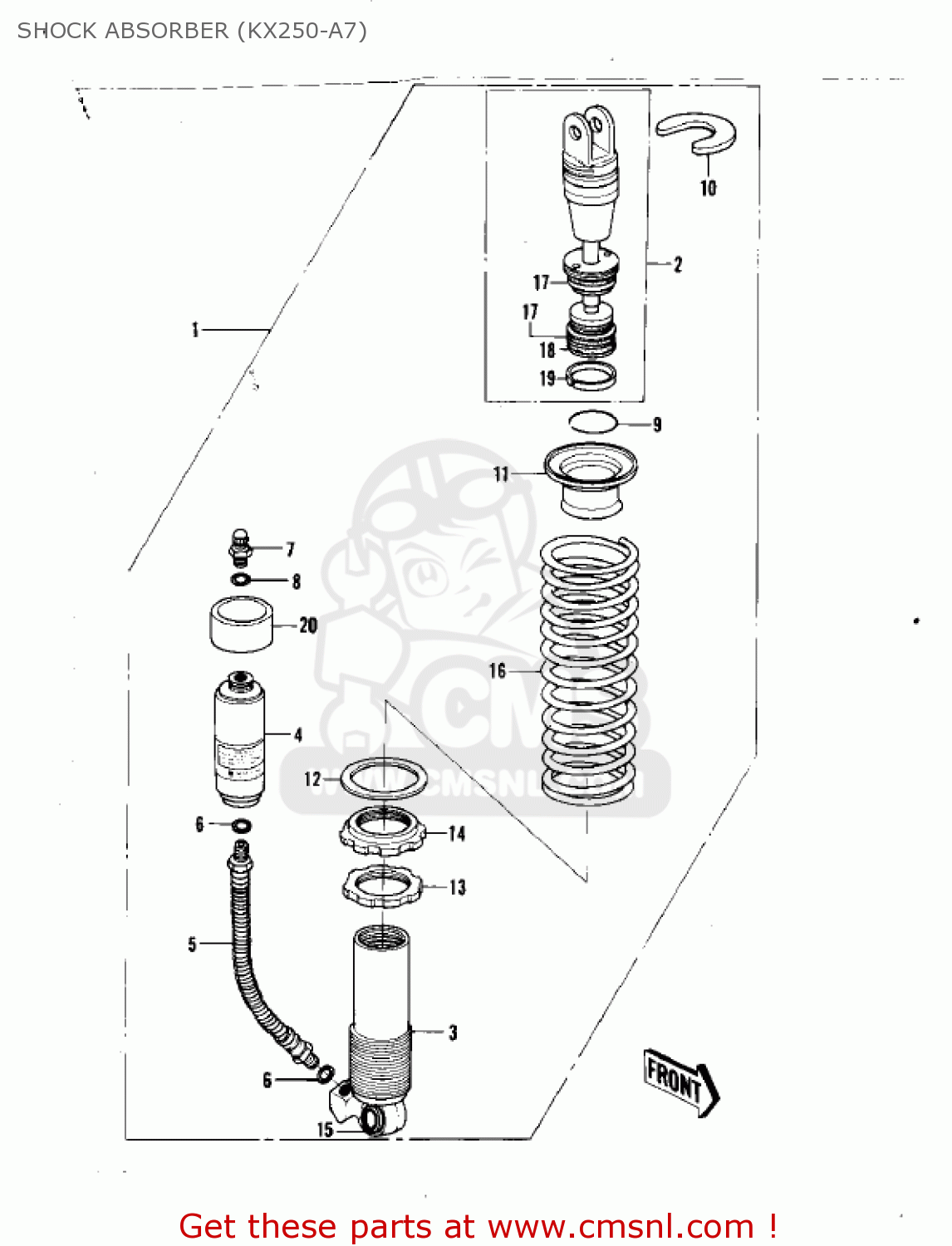 SHOCK ABSORBER (KX250-A7) KX250-A6 KX250 1980 USA CANADA EXPORT