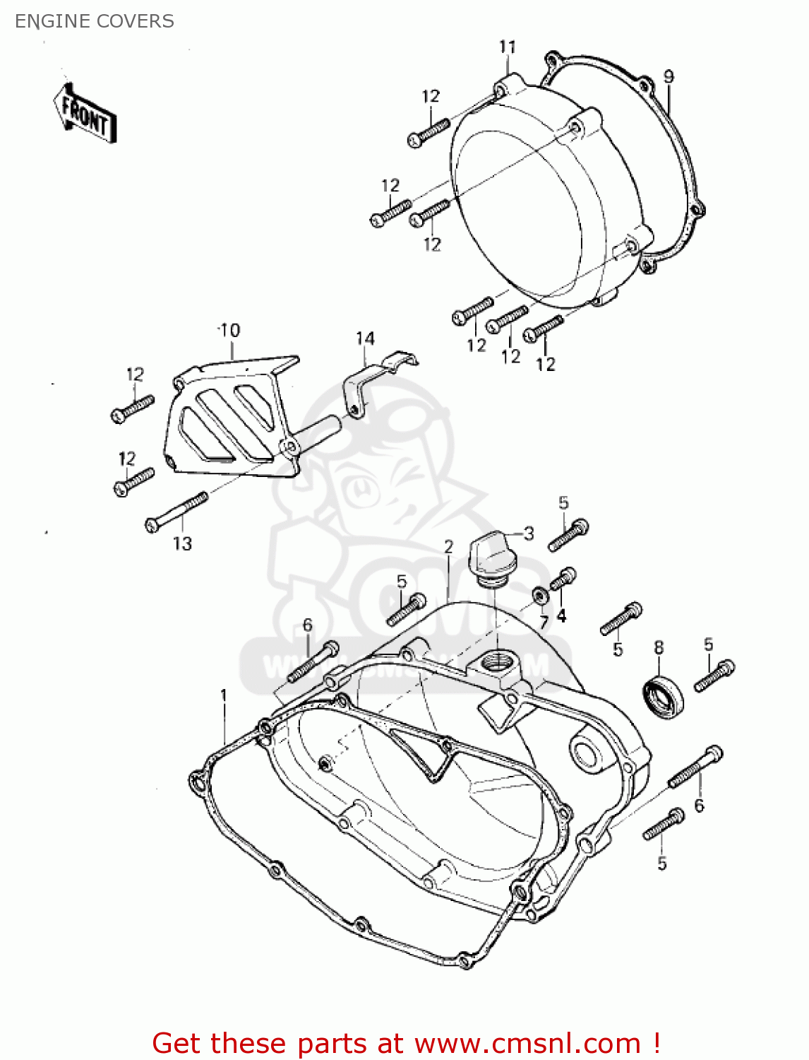 ENGINE COVERS KX250-A6 KX250 1980 USA CANADA EXPORT