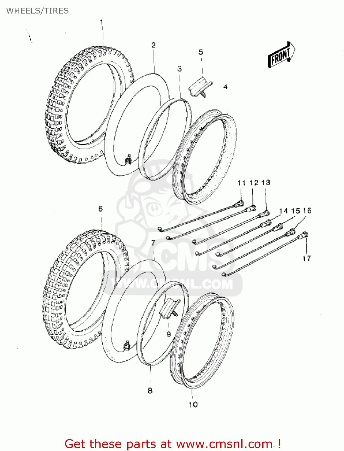 WHEELS/TIRES KX250-A6 KX250 1980 USA CANADA EXPORT
