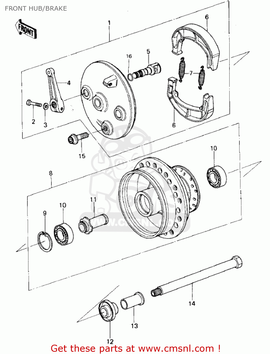 FRONT HUB/BRAKE KX250-A6 KX250 1980 USA CANADA EXPORT
