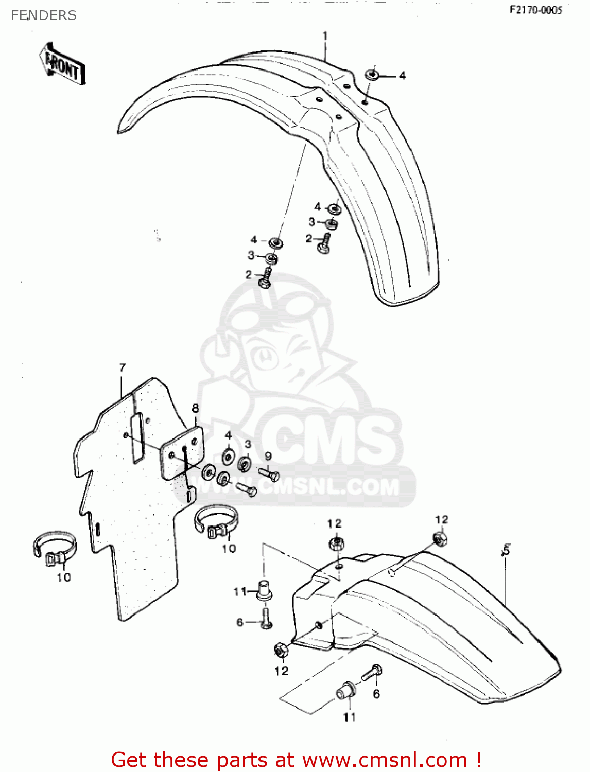 FENDERS KX250-A6 KX250 1980 USA CANADA EXPORT