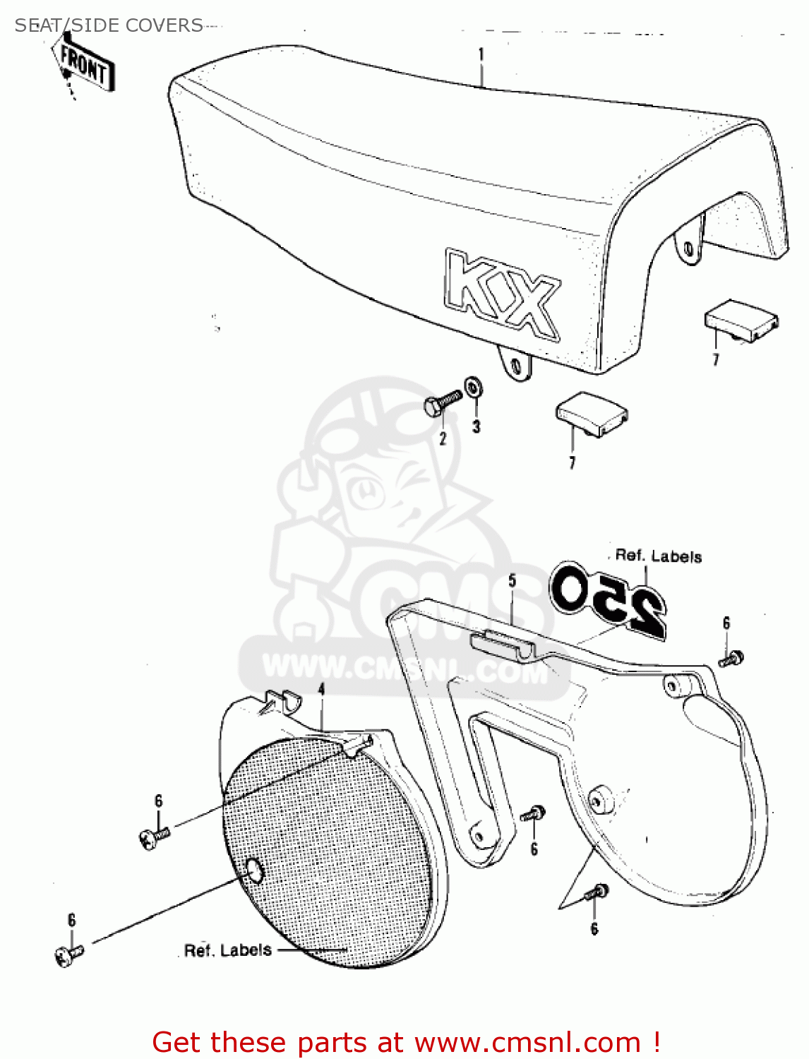 SEAT/SIDE COVERS KX250-A6 KX250 1980 USA CANADA EXPORT