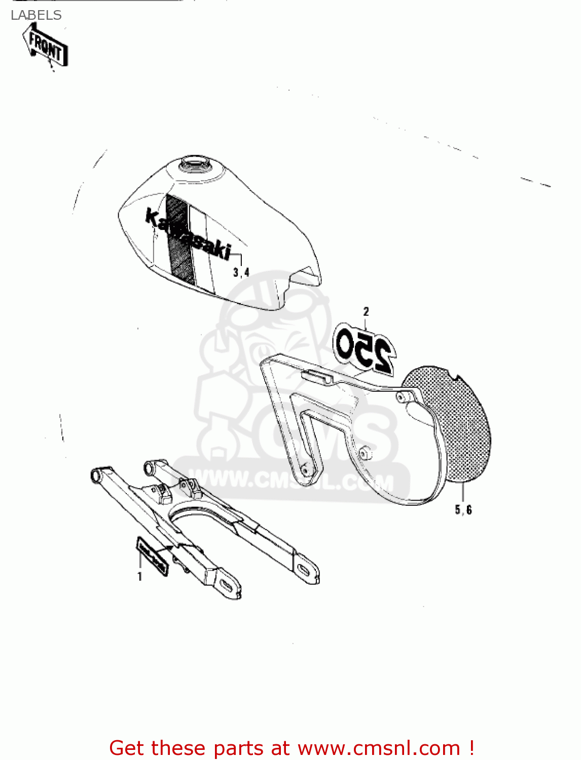 LABELS KX250-A6 KX250 1980 USA CANADA EXPORT