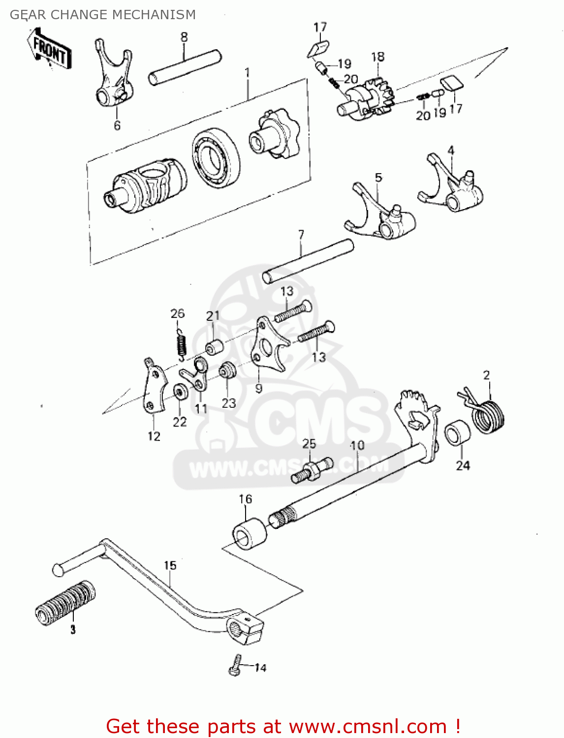 GEAR CHANGE MECHANISM KX250-A6 KX250 1980 USA CANADA EXPORT
