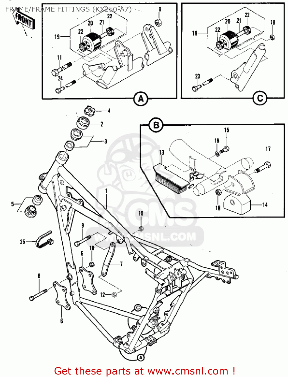 FRAME/FRAME FITTINGS (KX250-A7) KX250-A7 KX250 1981 USA CANADA EXPORT