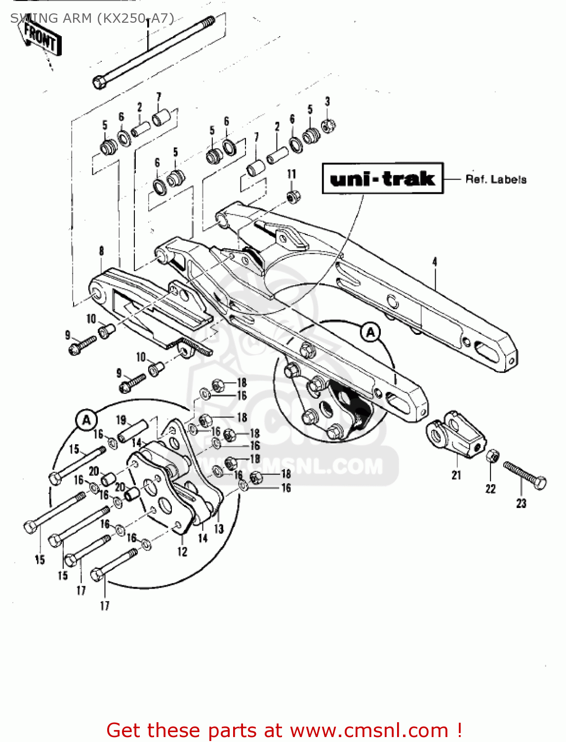 SWING ARM (KX250-A7) KX250-A7 KX250 1981 USA CANADA EXPORT