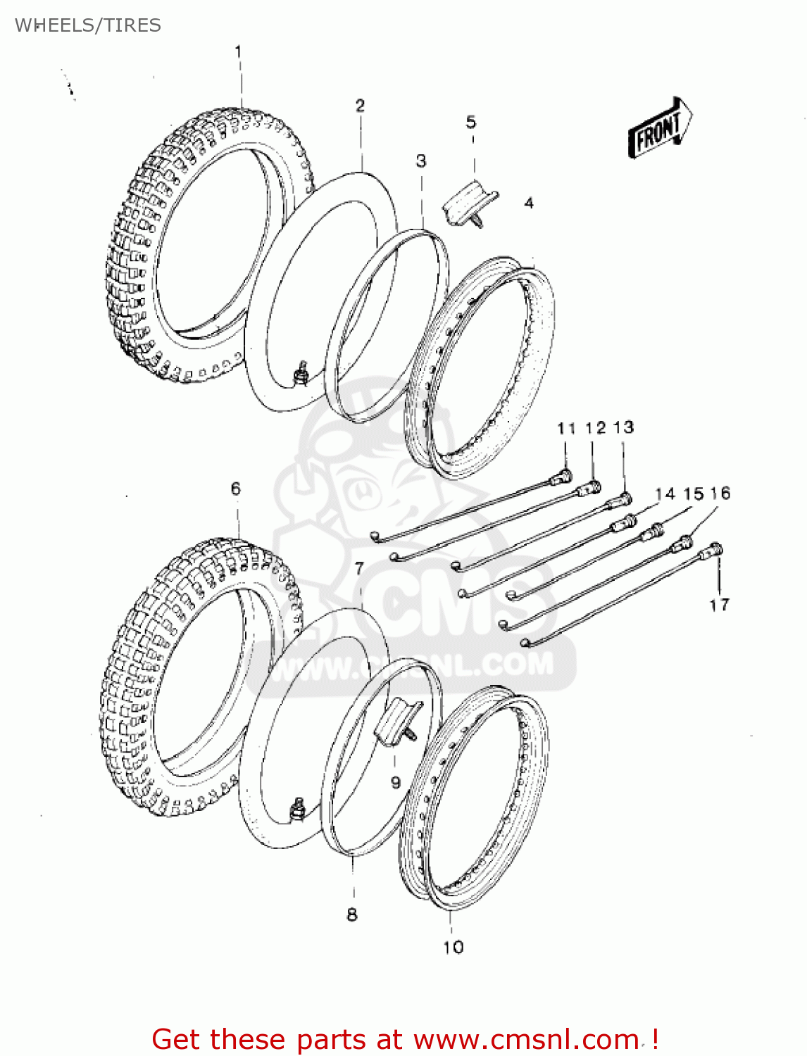 WHEELS/TIRES KX250-A7 KX250 1981 USA CANADA EXPORT