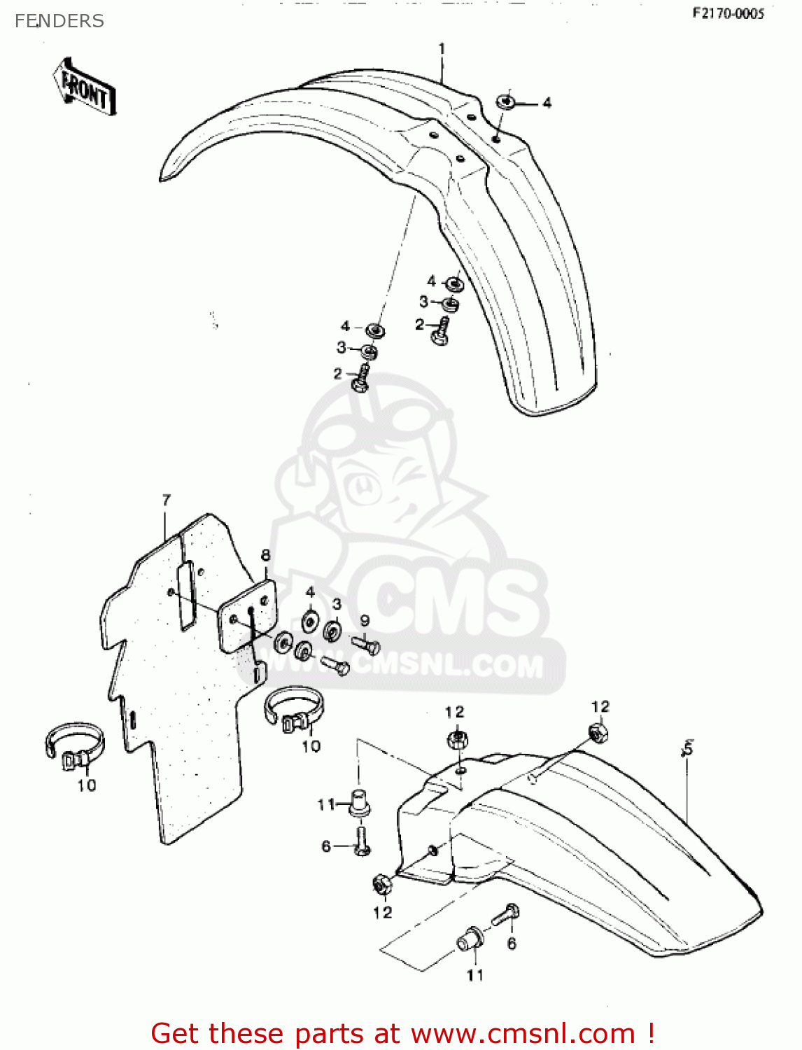 FENDERS KX250-A7 KX250 1981 USA CANADA EXPORT