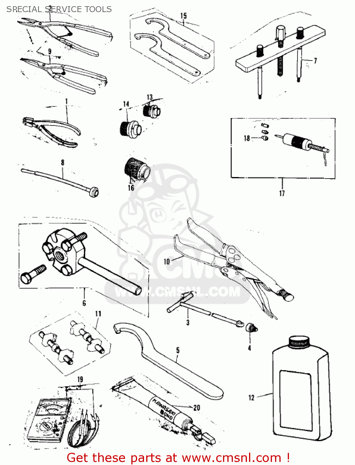 SPECIAL SERVICE TOOLS KX250-A7 KX250 1981 USA CANADA EXPORT