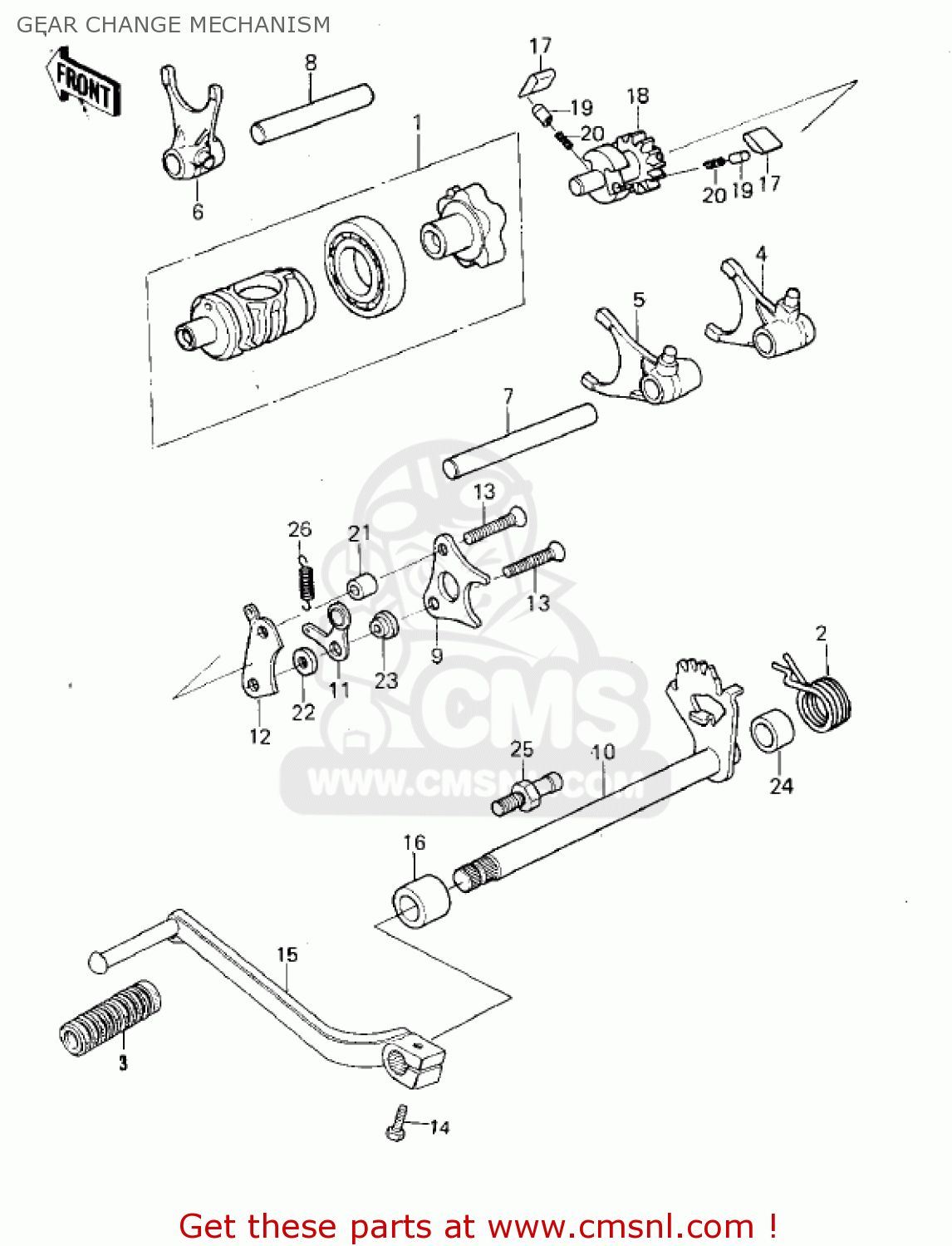 GEAR CHANGE MECHANISM KX250-A7 KX250 1981 USA CANADA EXPORT