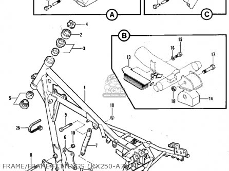 FRAME/FRAME FITTINGS (KX250-A7) - KX250-A7 KX250 1981 USA CANADA EXPORT