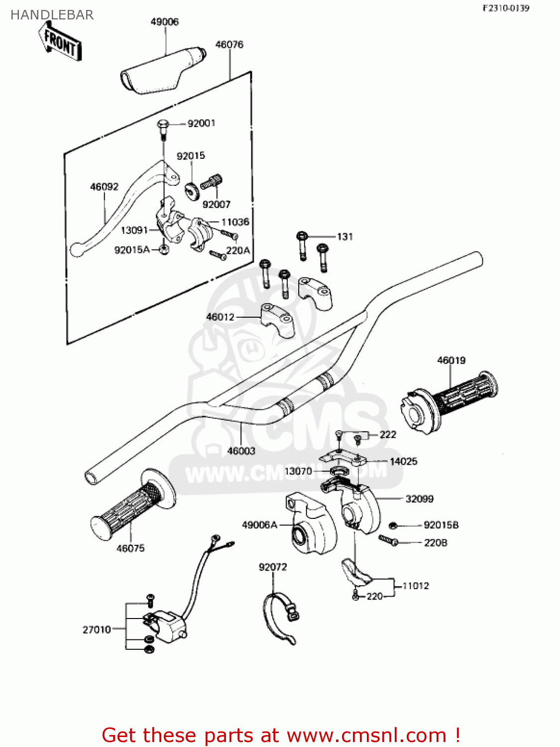 HANDLEBAR KX250-B1 KX250 1982 USA CANADA