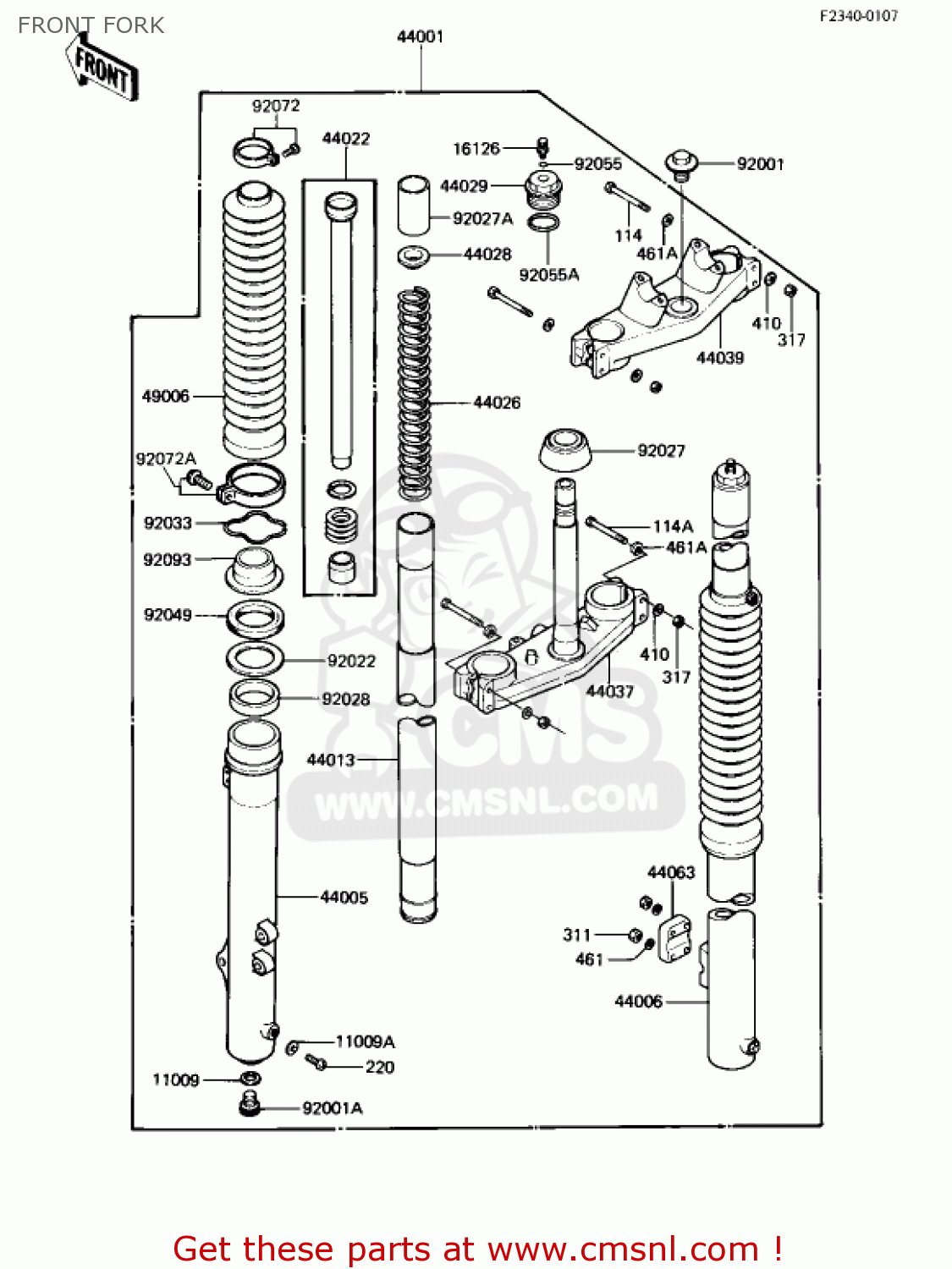 FRONT FORK KX250-B1 KX250 1982 USA CANADA