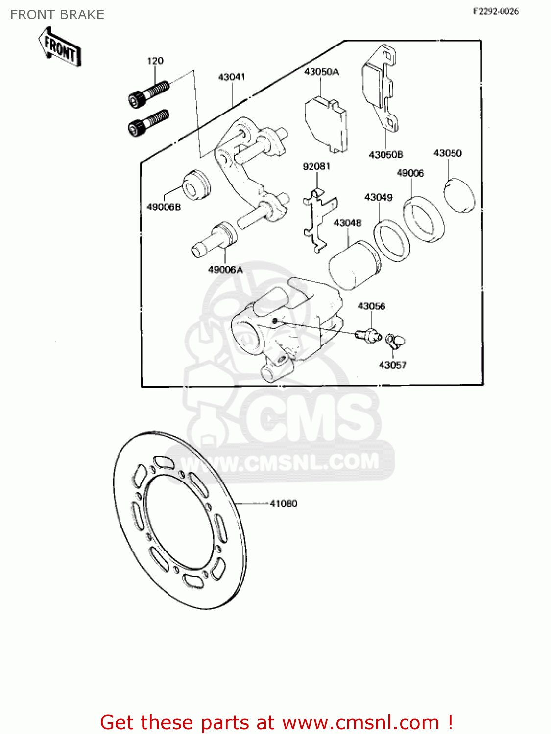 FRONT BRAKE KX250-B1 KX250 1982 USA CANADA
