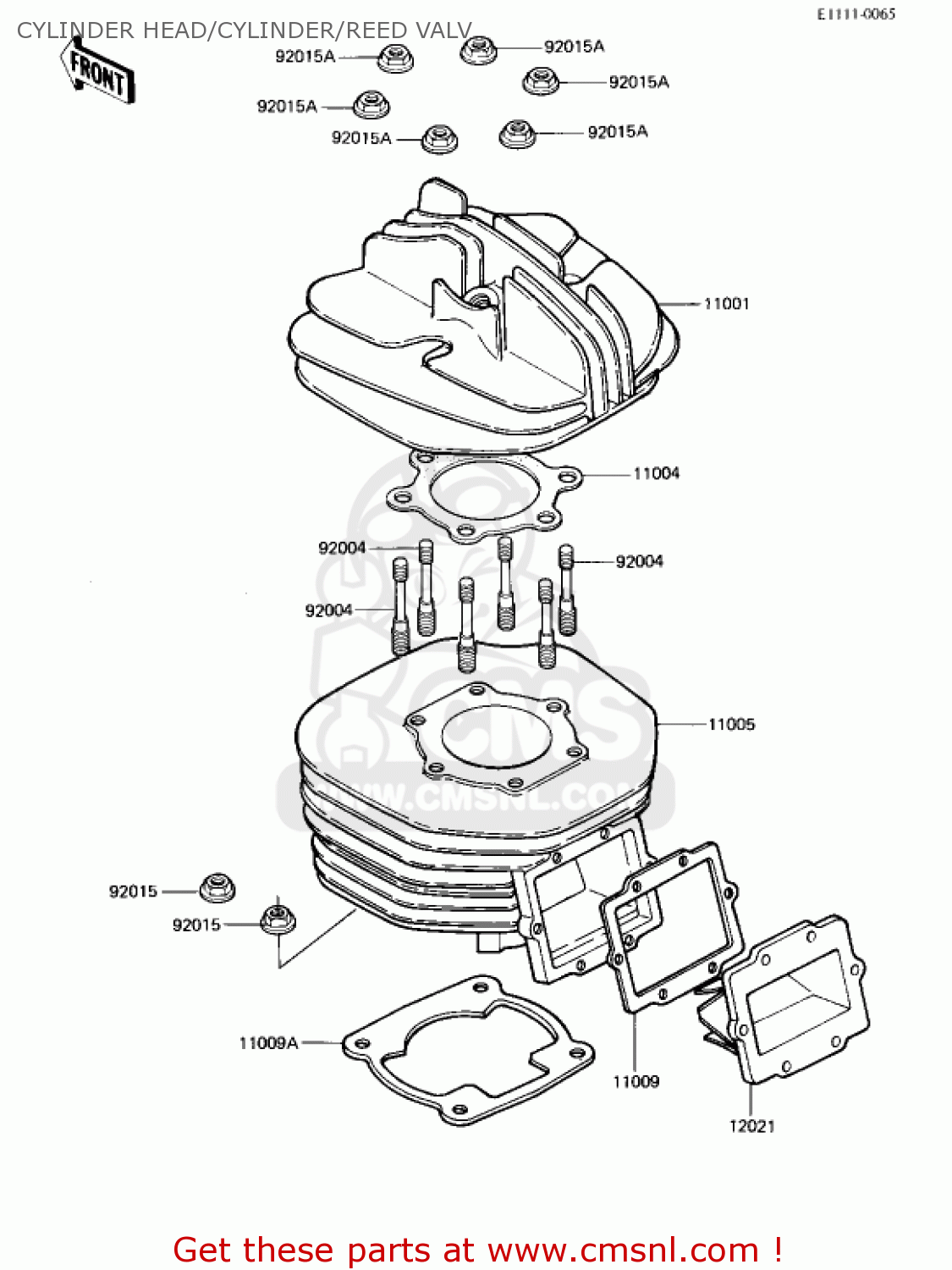 CYLINDER HEAD/CYLINDER/REED VALV KX250-B1 KX250 1982 USA CANADA