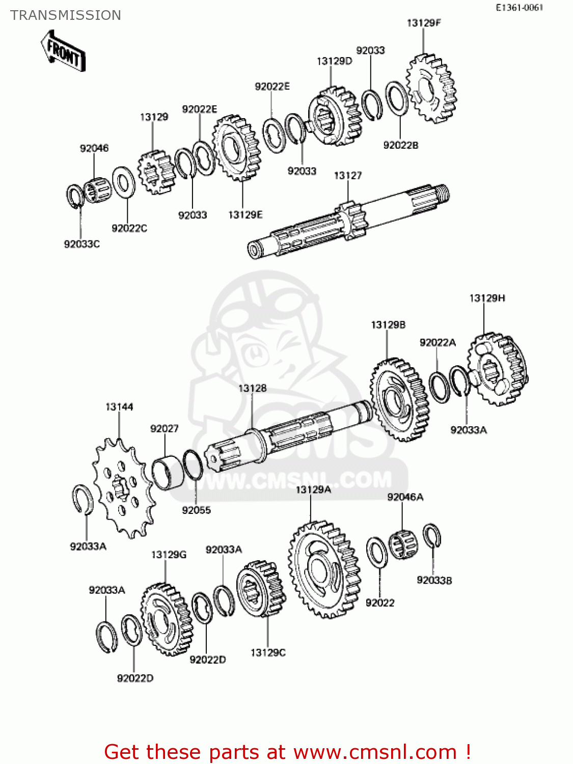 TRANSMISSION KX250-B1 KX250 1982 USA CANADA