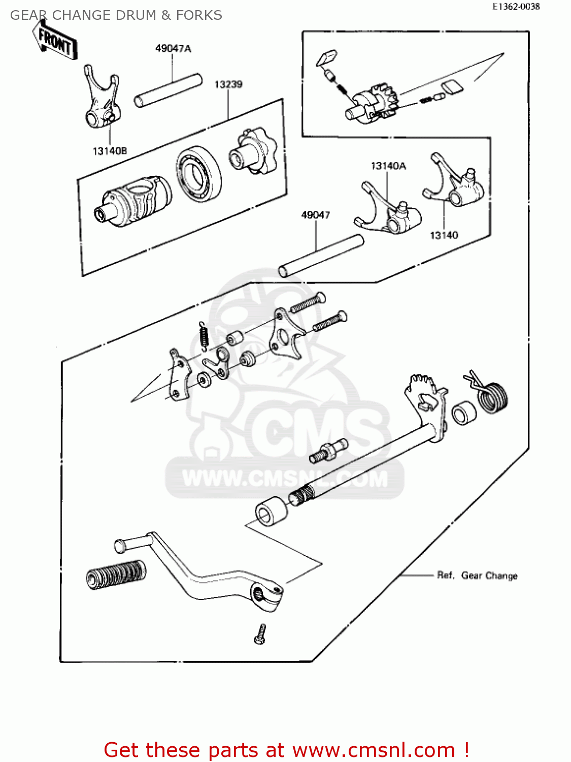 GEAR CHANGE DRUM & FORKS KX250-B1 KX250 1982 USA CANADA