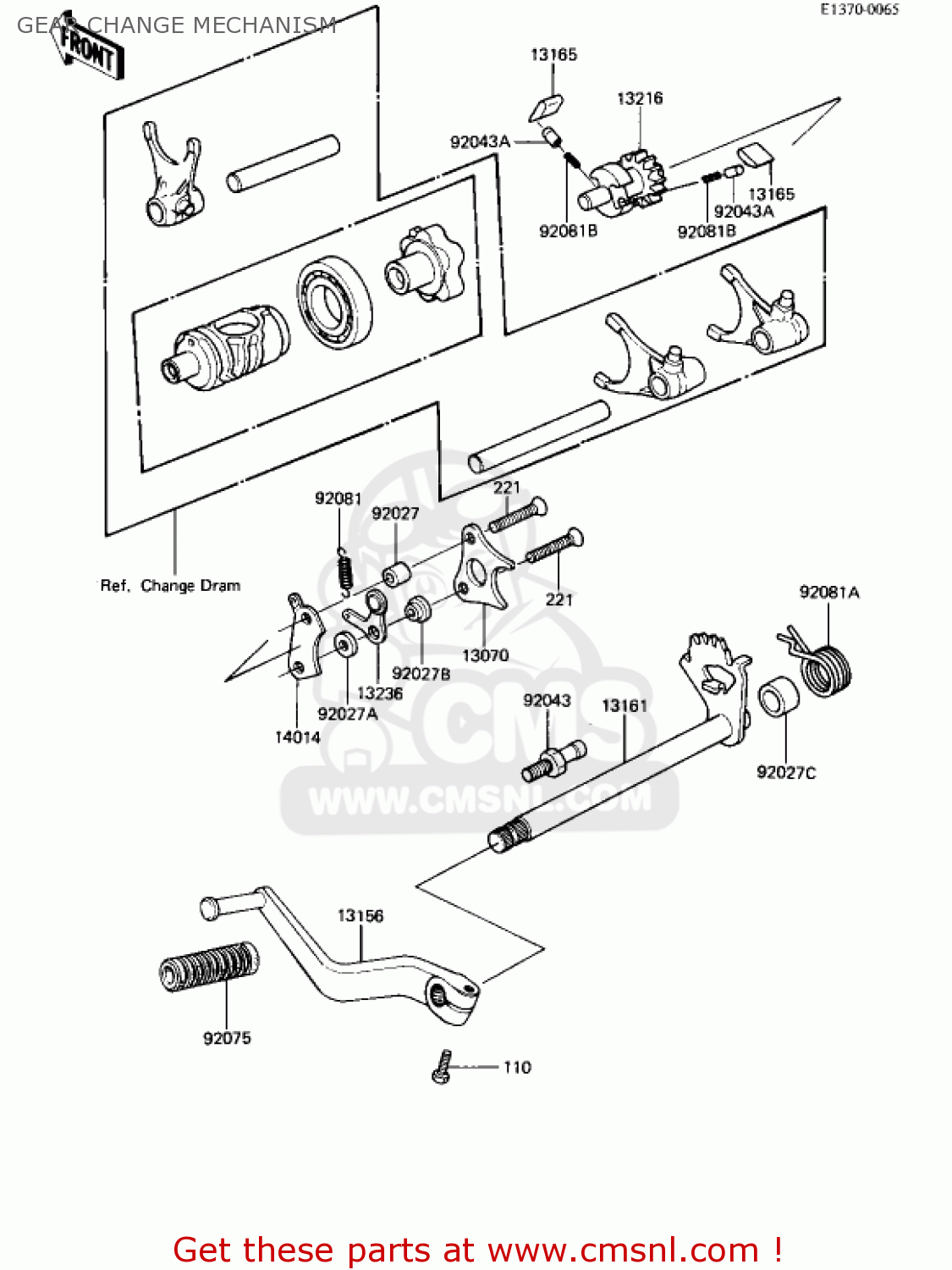 GEAR CHANGE MECHANISM KX250-B1 KX250 1982 USA CANADA