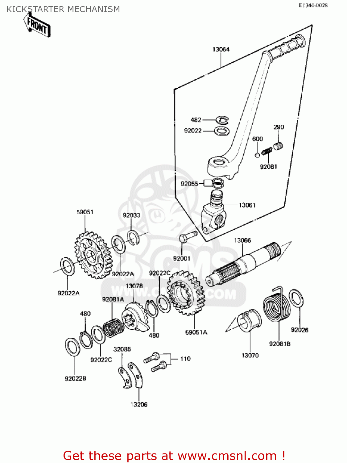 KICKSTARTER MECHANISM KX250-B1 KX250 1982 USA CANADA