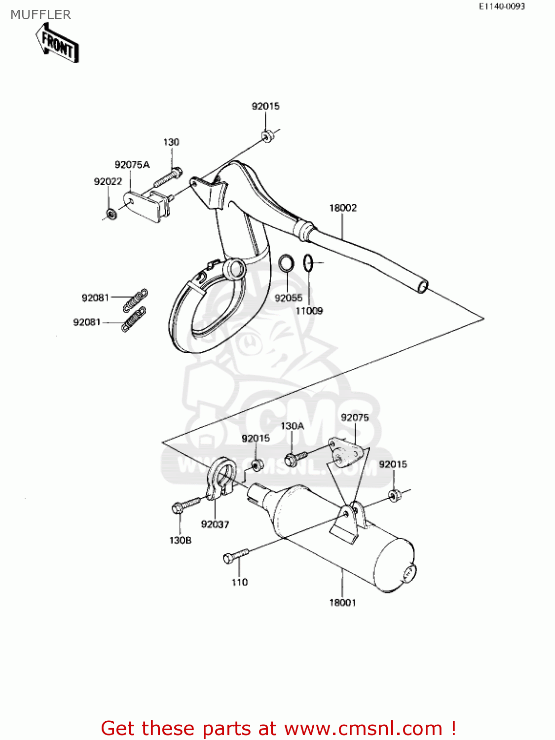 MUFFLER KX250-B1 KX250 1982 USA CANADA