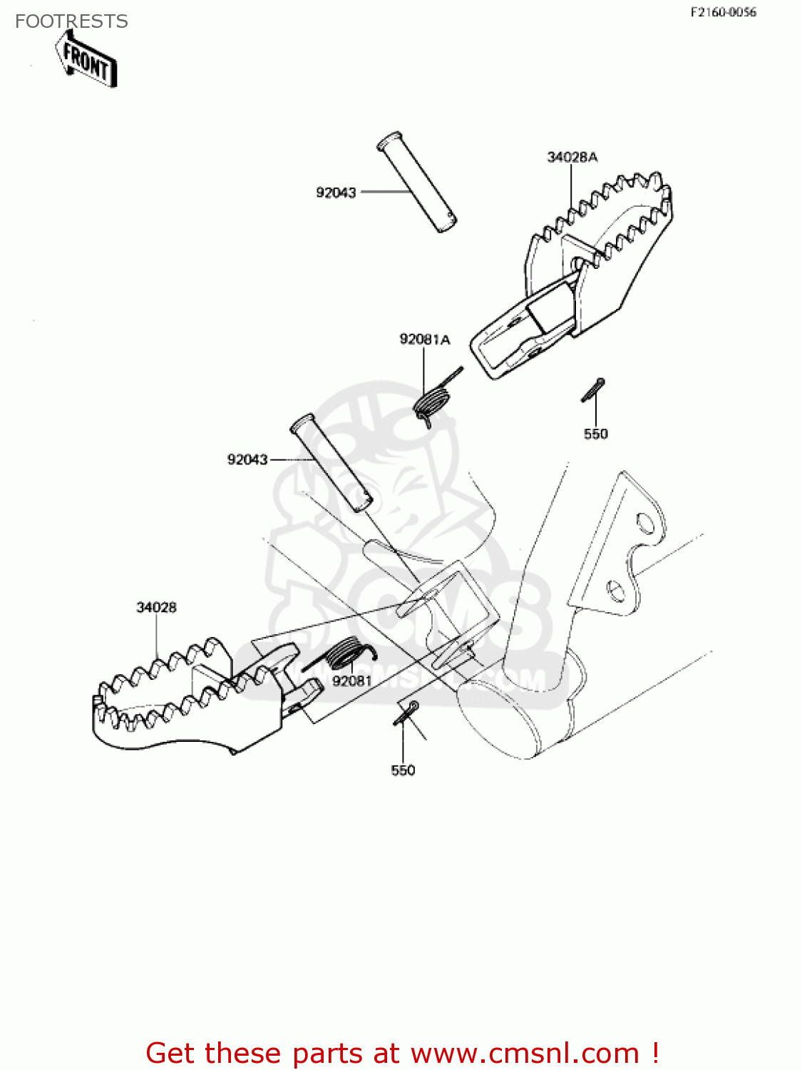 FOOTRESTS KX250-B1 KX250 1982 USA CANADA