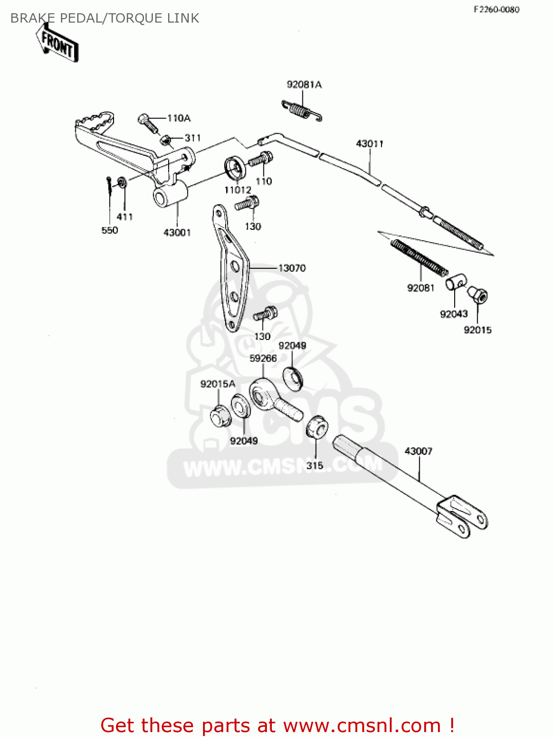 BRAKE PEDAL/TORQUE LINK KX250-B1 KX250 1982 USA CANADA