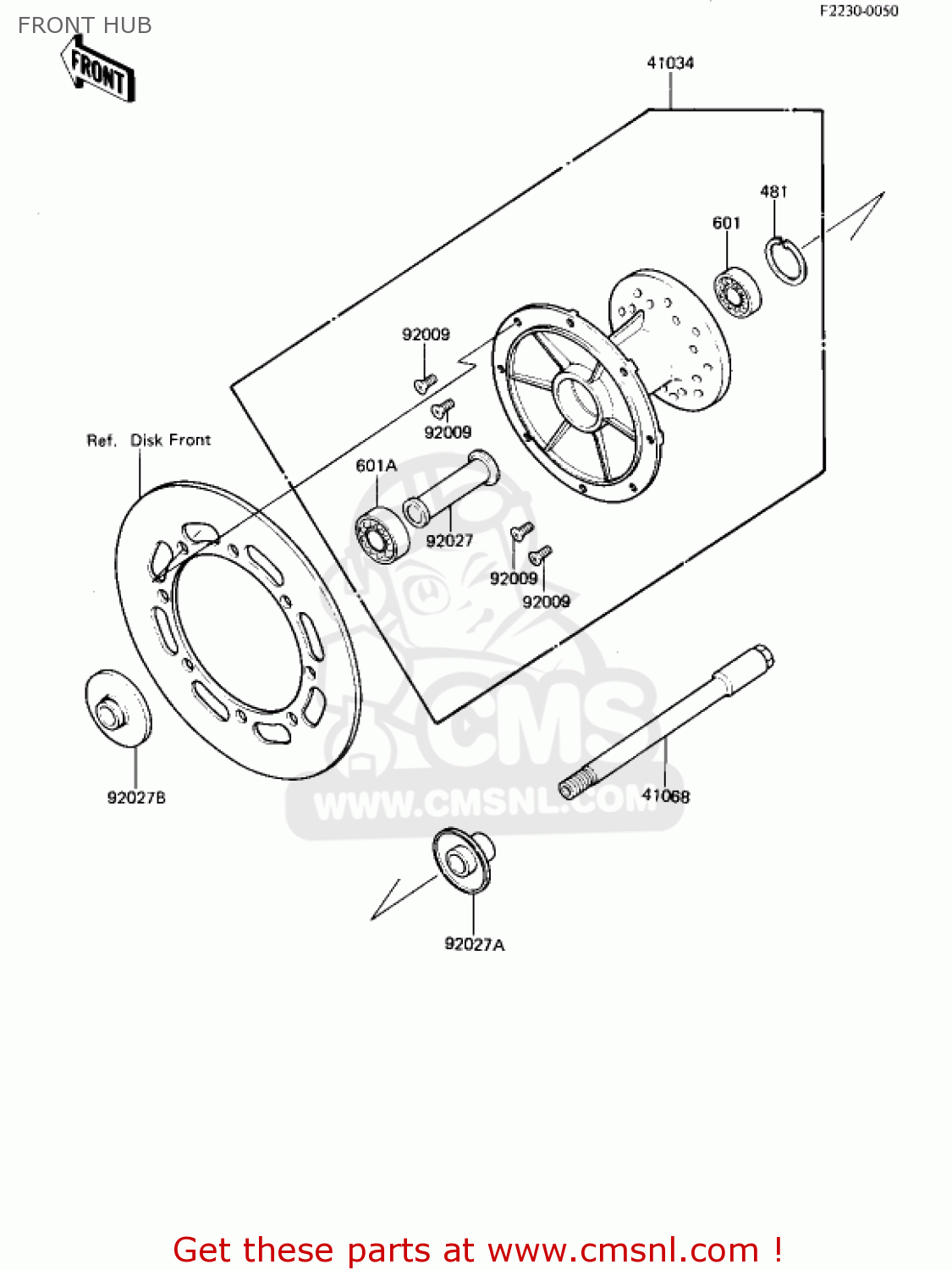 FRONT HUB KX250-B1 KX250 1982 USA CANADA